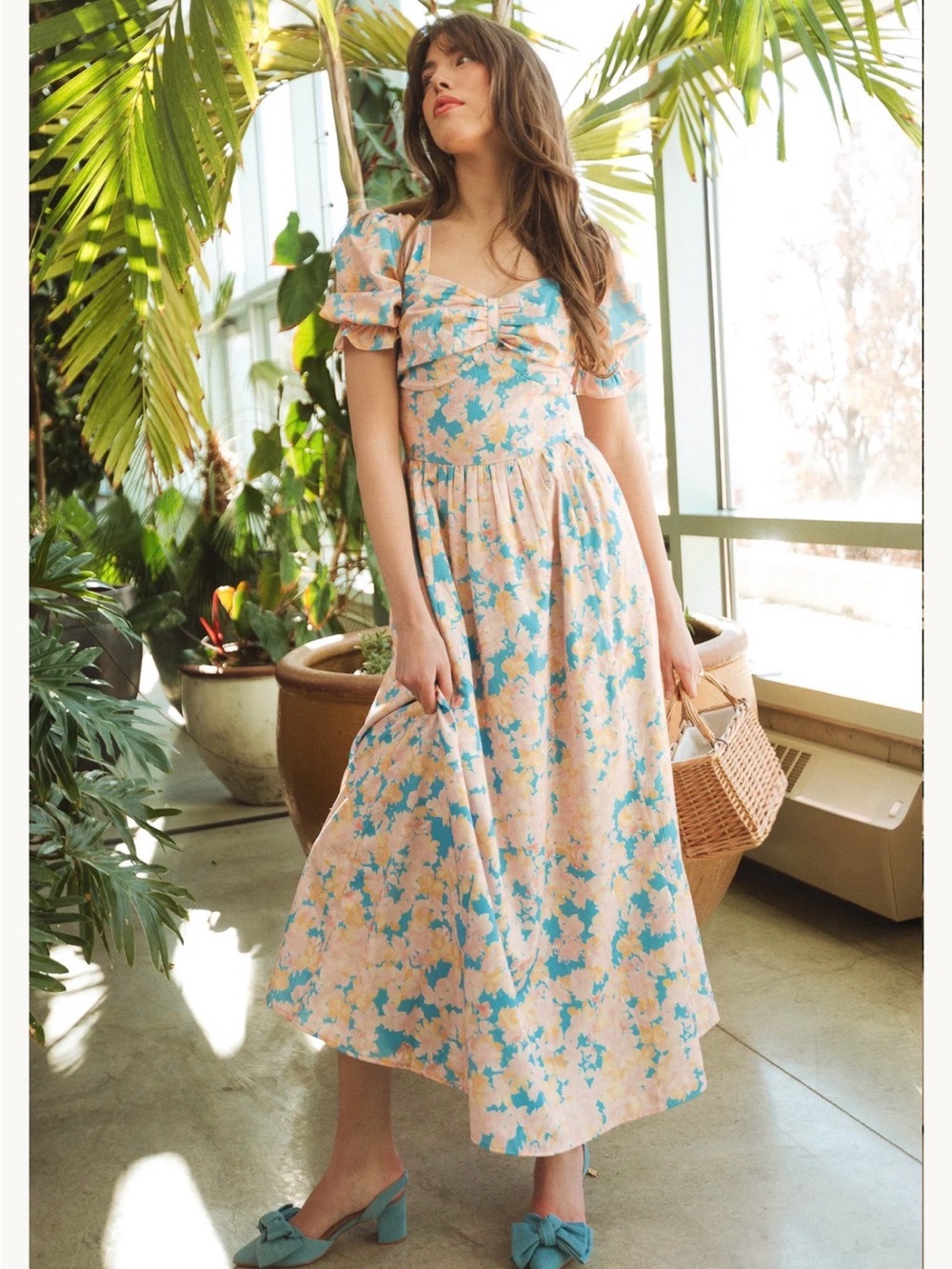 Ivy City Co Peach Midi Dress Mila Dress in Floral